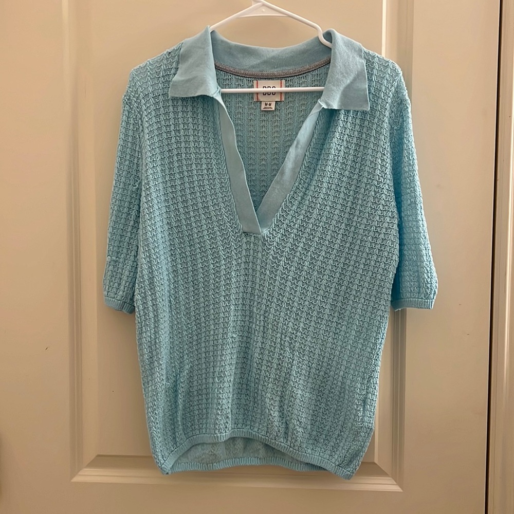 open knit polo top